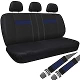 Motorup America Auto Bench Seat Cover - Black & Blue Full Set - Fits Select Vehicles Car Truck Van SUV