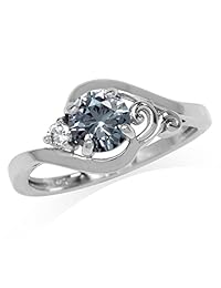 Simulado Color Change Alexandrite & Blanco CZ chapado en oro plata de ley 925 anillo de compromiso