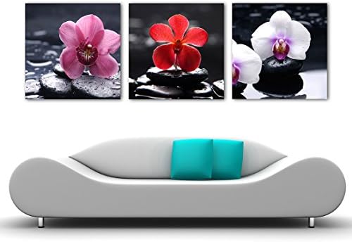 Yimei Art Canvas Wall Art Zen Orchids 3 Panels Modern Canvas Photo for Home Decor Giclee Prints for Wall Decor