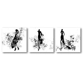 Canvas Wall Art Abstract Elegant People Painting Artwork for Home Prints Framed - 12"x12"x3 Panels