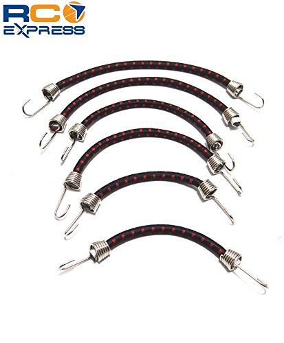 Hot Racing ACC468C02 1/10 Scale elastic cord Set (6) Black W/ Red