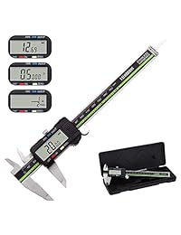 Calibrador Digital Cuerpo de Acero Inoxidable con Gran Pantalla LCD de 6"   Millimeter Conversión VALORBROS Electrónica Vernier Calibrador Medidor Herramienta