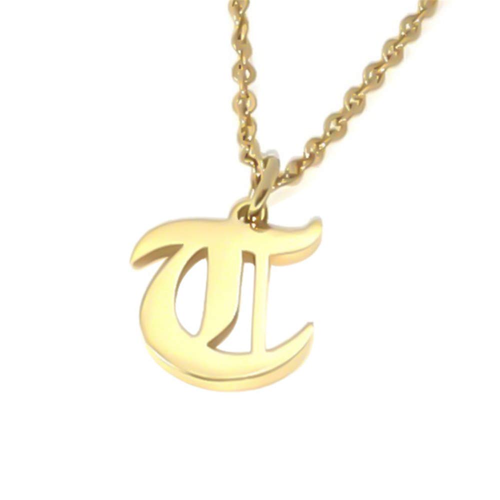 Elefezar Old English Initial Alphabet Letter Necklace, Metal