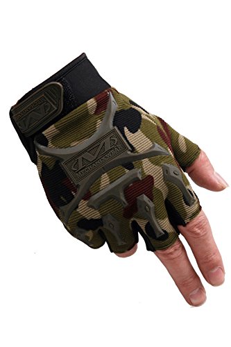 HiKi-Half-finger Free size Fingerless Tactical Airsoft Hunting Riding Cycling Climbing Gloves (camouflage color) - Thumbnail 3