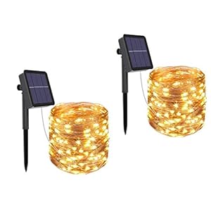 Solar Fairy Lights, Hitopin 2 stuks 12M 120 LED waterdichte koperdraad zonne-lichtketting, zonne-led tuin string lichten…