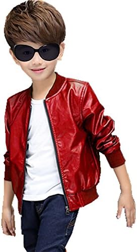 CosSky Boys Bomber Jacket 10-12 (X/Burgundy, 12)