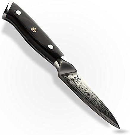 Japanese Chef Paring Knife | Damascus Steel Paring Kitchen Knives for Peeling, Chopping, &amp; Cutting | Professional, Gourmet, Dishwasher Safe Cutlery with a 3.5” Sharp Blade and Ergonomic Handle