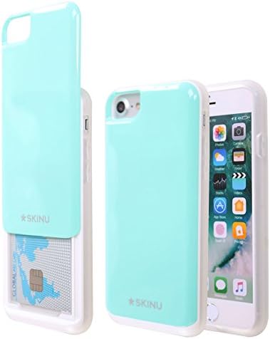 iPhone 7 Plus Case,SKINU SLIDE Case Credit Card Case [Shockproof] [Slide Pocket] [Mirror] Hybrid Protective Cover Case for iPhone 7 Plus (Mint)