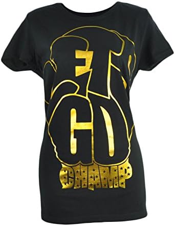 Shannon Briggs The Cannon Lets Go Champ Black Gold Foil Tshirt Tee Womens XLarge