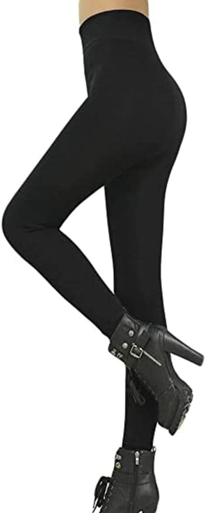 Qflmy Women's Winter Warm High Waisted Fleece Lined Velvet Elastic Leggings