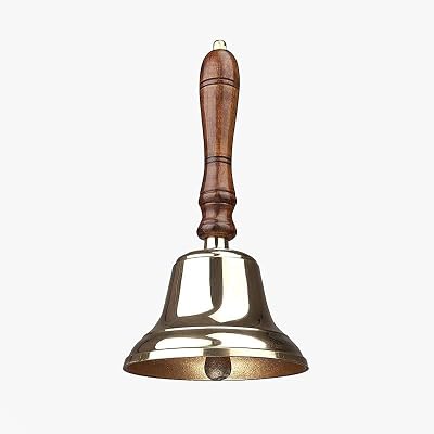 Assorted Collections Traditional Wooden Handle Brass Bell 9cm Dia 22cm High
