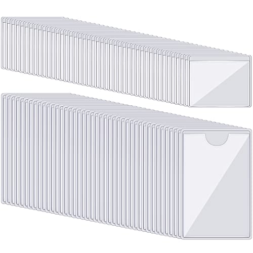 100 Selfadhesive Index Card Holder for Business Cards, Clear Plastic