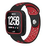 Joyozy Premium Silicone Bands Compatible with New Fitbit Versa Lite and Fitbit Versa Smartwatch with Protective Case Two-Color Perforation Breathable Sport Replacement Strap Bands for Women Men