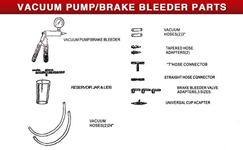 YITAMOTOR Brake Bleeder Kit Hand Held Vacuum Pump Tester Set Vacuum Gauge with Hoses Connector for Automotive - Thumbnail 6