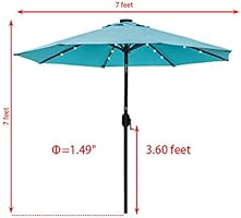 Amazon Com Sundale Outdoor 7 Ft Solar Powered 24 Led Lighted Patio Umbrella Table Market Umbrella With Crank And Push Button Tilt For Garden Deck Backyard Pool 8 Steel Ribs Polyester Canopy