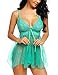 Avidlove Women Babydoll Set Mesh Lingerie Strap Chemise Lace Sleepwear Outfits Green XL
