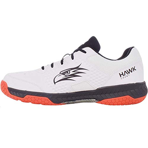 Salming Men's Hawk Court Squash Indoor Multisport Shoes, White/Black/New FlameRed, 11