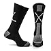 ChalkTalkSPORTS Hockey Half Cushioned Crew Socks | Crossed Sticks | Black/Gray
