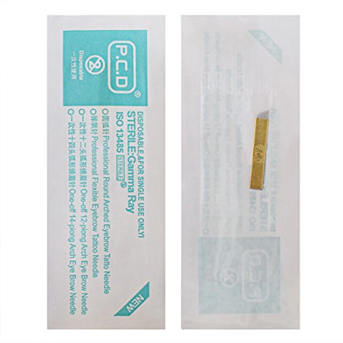 Tattoo Blade 100 Pics Tattoo Needles Copper PCD Permanent Eyebrow Makeup Manual Tattoo Bevel Blades 12 Needles Permanent Makeup Needles Blade Kit