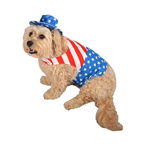 Patriot Red, White and Blue Pet Costume, Coat and Hat