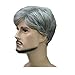 MELADY®(Free Cap Fashion Casual Grey Short Straight Synthetic Businessman Style Men Hair Replacement Wig