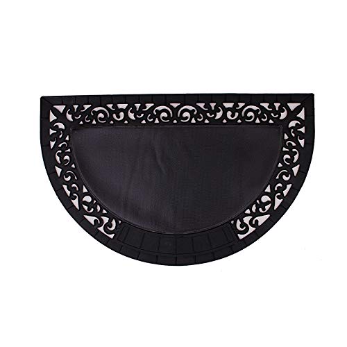 YK Decor Half Round Door Mat Inside Outside Entry Doormat Shoe Scraper Dirt Trapper Entrance Mat Non Slip Floor Mat Low Profile Front Door Mat Beach Theme Easy Clean