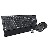 Wireless Keyboard and Mouse Combo with Wide Palm Rest Ergonomic Slim 2.4GHZ 104 Keys Full Size Office Wireless Keyboard, GOFREETECH (Black)
