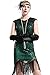BABEYOND Women's Flapper Dresses 1920s Beaded Fringed Great Gatsby Dress Green Small