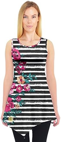 PattyCandy Womens Casual Shirt Flamingo Beach Vintage Floral Fashion Pattern Sleeveless Tunic Top Black
