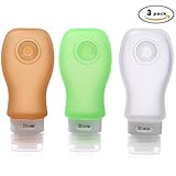 Kitdine Portable Soft Silicone Travel bottles Set (3 Ounce, Orange + Grey + Green)
