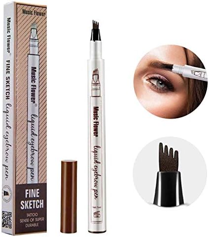 Microblading Tattoo Eyebrow Pen Waterproof, Long Lasting Smudge-Proof Natural Hair-Like Defined Brows All Day (Brown)