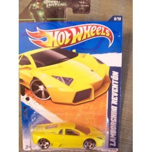 Hot Wheels Nightburnerz 2011 Lamborghini Reventon on Green Lantern Card
