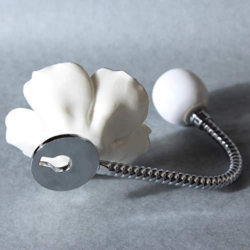 MDPLY Beautiful 3D Flower Ceramic Wall Coat Hooks, Chrome Decorative