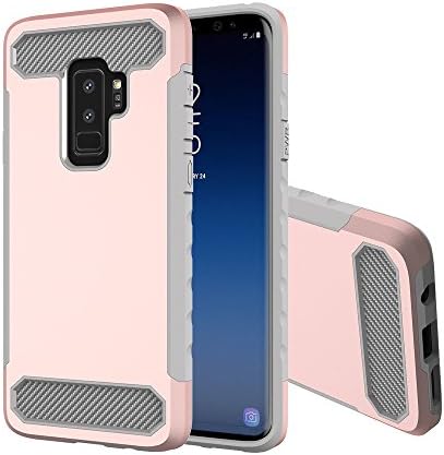 Samsung Galaxy S9 Plus Case, NOKEA [Shock Absorption] [Carbon Fiber] Hybrid Dual Layer Armor Defender Protective Case Cover for Galaxy S9 Plus (Rose Gold)