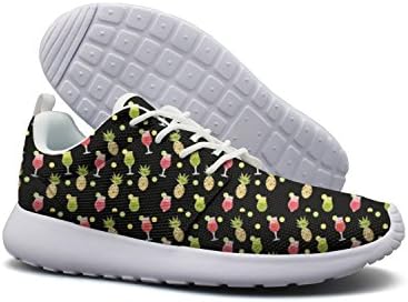 Y2GH Men's Lightweight Athletic Running Shoes Breathable Sport Anti-Slip Gym Jogging Sneakers Tropical And Pineapples Pattern Mesh Running Shoes