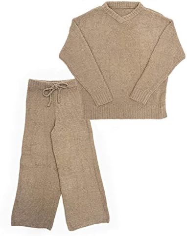 DONOBAN Loungewear, Fluffy Loungewear, Top and Bottom Set, Women’s, Pajamas, Loungewear, Nightwear, Long Sleeve, Setup, Wide Pants, Home Time, Thick, Warm