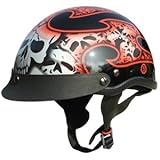 DOT Motorcycle Half Beanie Helmet Tribal Red (Med)