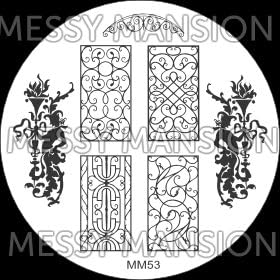 MESSY MANSION MM53 Nail Art Stamping Plate - Victirian Gates II theme