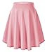 Urban CoCo Women's Basic Midi Skirt Versatile Stretchy Flared Casual High Waisted Skirt(Small, Pink-Long)