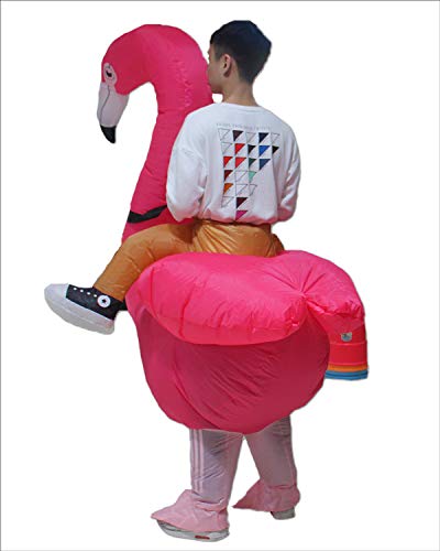 Seasonblow Fancy Adult Inflatable Dinosaur Unicorn Cowboy Costume Halloween Cosplay Fantasy Costume (Flamingo)