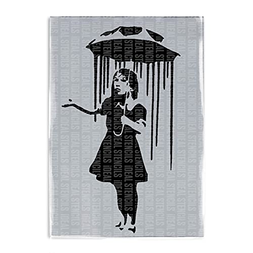 Banksy Nola Rains Girl Stencil | Home Decor Art Painting Stencil | Reusable (Large A2-31x54cm)