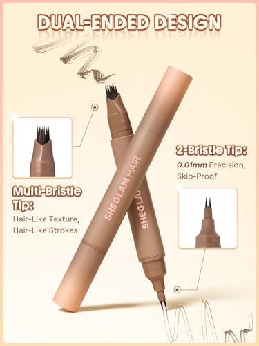 SHEGLAM HAIR 2-in-1 Volume Boost Multi-Use Hairline Pen, Waterproof & Long-Lasting, 0.1mm Fine Line, Multi-Use as Eyeliner, Hairline Filler, Brow Filler, Bottom Lashes Liner (Dark Brown)