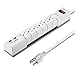 Poweradd 6-Outlet Swivel Power Strip Surge Protector with Dual 3.4A Smart USB Ports, 6-Foot 15A Heavy Duty Cord 1080J Surge Suppressor - UL Listed