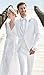 JYDress Mens 3 Piece White Wedding Suits Peak Lapel 2 Button Groom Tuxedos