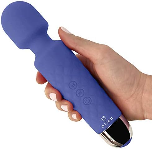 Cordless Rechargeable Massage Wand - by OTION - Personal, Powerful, Therapeutic, Travel Size - Perfect for Muscle Massage - Whisper Quiet for Discreet use - Hitachi Replacement (Blue)