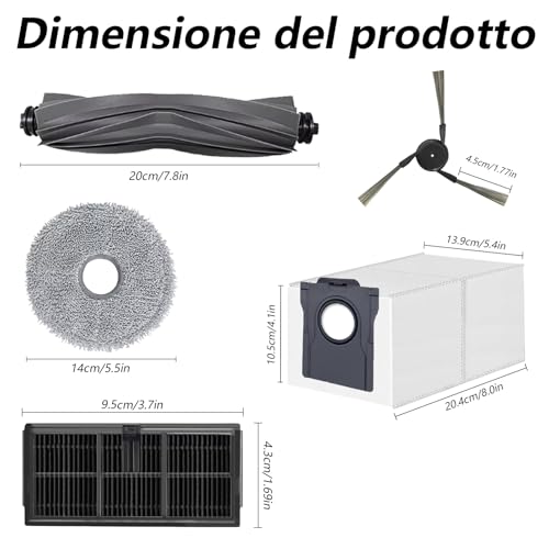 Homruich 22 Pieces Accessories for Mova P50 Pro Ultra/P50 Pro, Dreame X40 Ultra Complete / L40 Ultra, 2 Main Brush, 4 Towels, 4 Filters, 6 Dust Bags, 6 Side Brushes