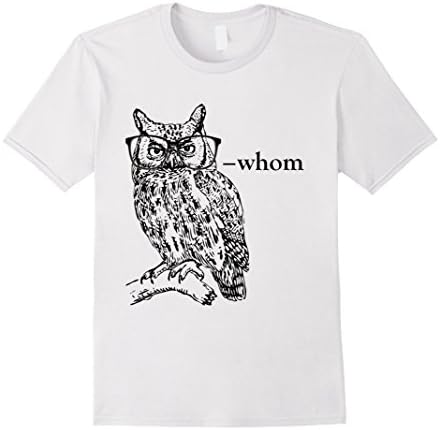 Men's Who Whom Grammar Owl t shirt Medium White