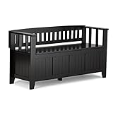 Simpli Home Acadian Solid Wood Entryway Bench, Black