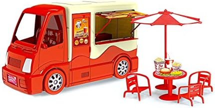 PlayMarket Toys, Dazzling Toy Fast Food Truck Set (Red) Made of Solid Plastic, Model# 1155-3, 22 Piece
