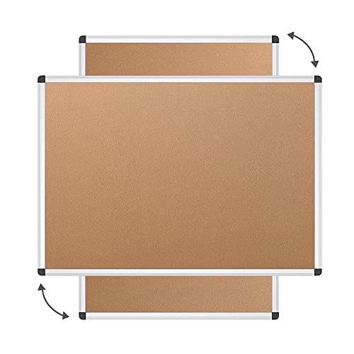 VIZPRO Cork Notice Board, 48 X 24 Inches, Silver Aluminium Frame on
